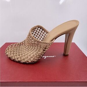 Salvatore Ferragamo Ellas X5 Evening Woven Heels, Clogs, New, Size 6